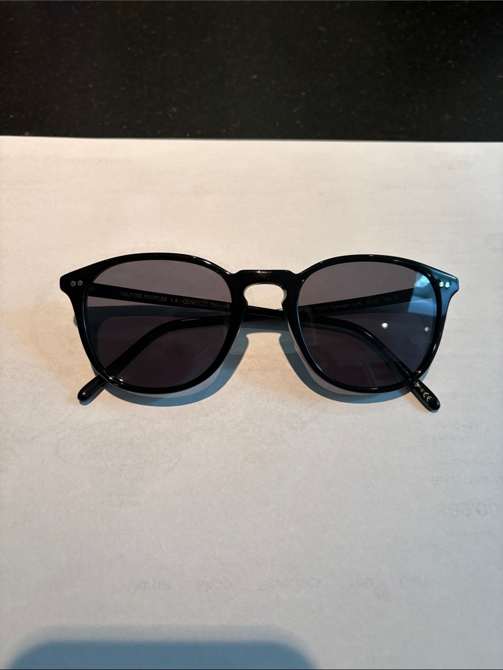 Oliver Peoples Classic Black Round Polarized Sunglasses with Case